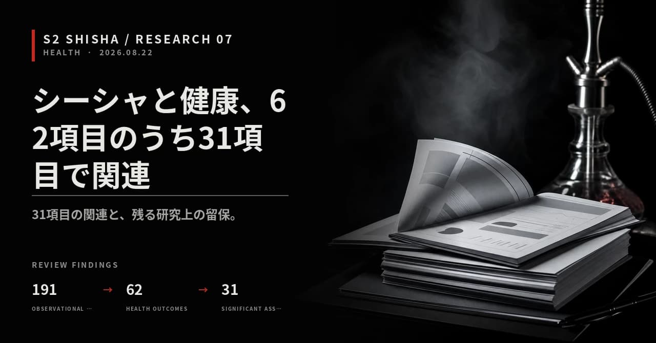 シーシャと健康、62項目のうち31項目で関連 — 記事キービジュアル